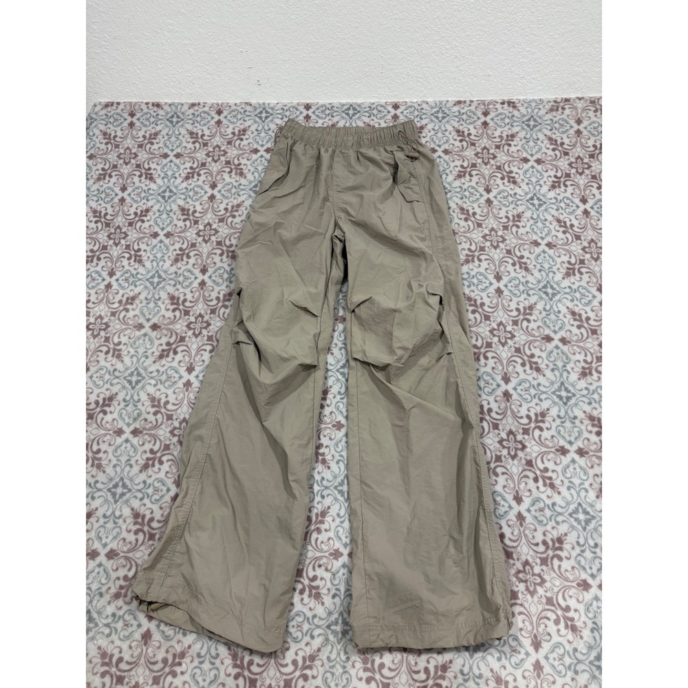 Love Tree Tan Cargo Parachute Pants Small Khaki Wide Leg Gorpcore Utility Pants
